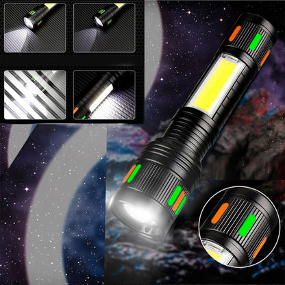 🔦 Lanternă LED Tactică Reîncărcabilă cu Zoom și Afișaj Digital al Bateriei – PowerBeam X1
